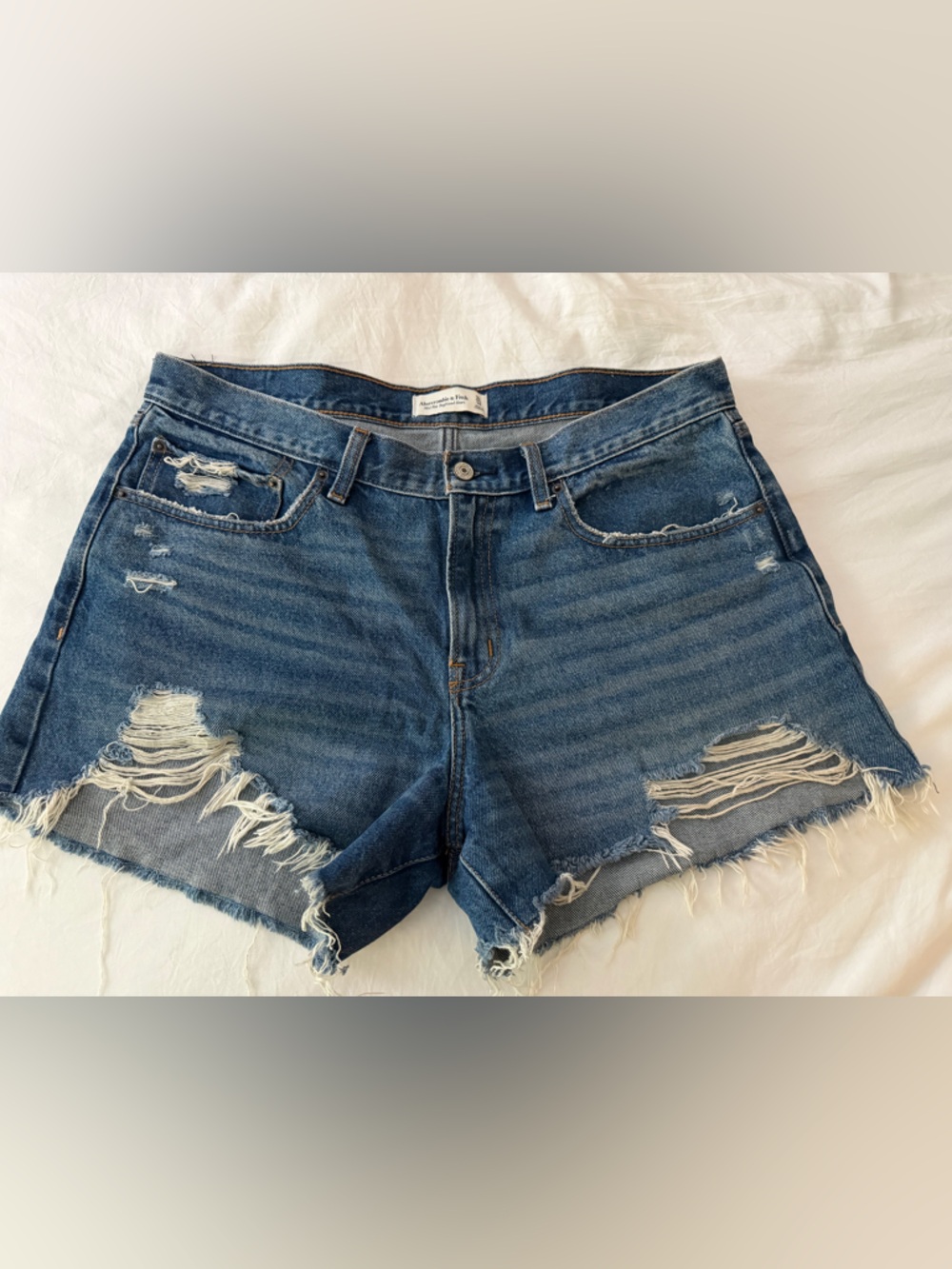 Abercrombie & Fitch Mid Rise Boyfriend Denim Cutoff Shorts